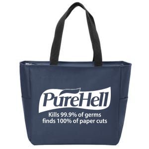 Purehell Kills 99% Of Germs Paper Cuts Pure Hell Zip Tote Bag