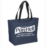 Purehell Kills 99% Of Germs Paper Cuts Pure Hell Zip Tote Bag