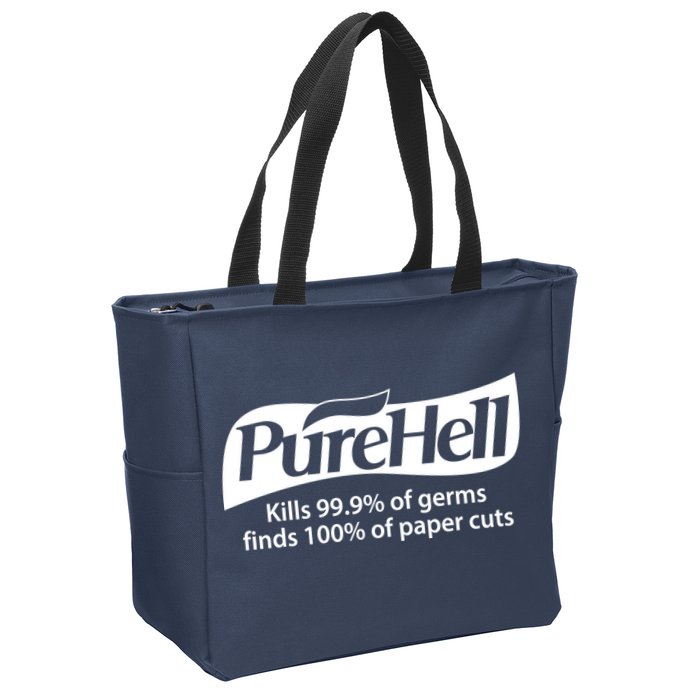 Purehell Kills 99% Of Germs Paper Cuts Pure Hell Zip Tote Bag