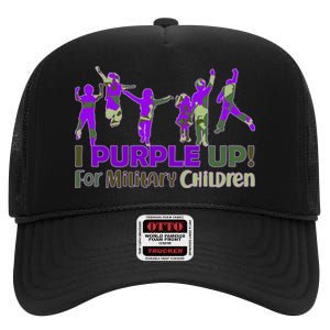 Purple Up For Military Children Camo High Crown Mesh Back Trucker Hat