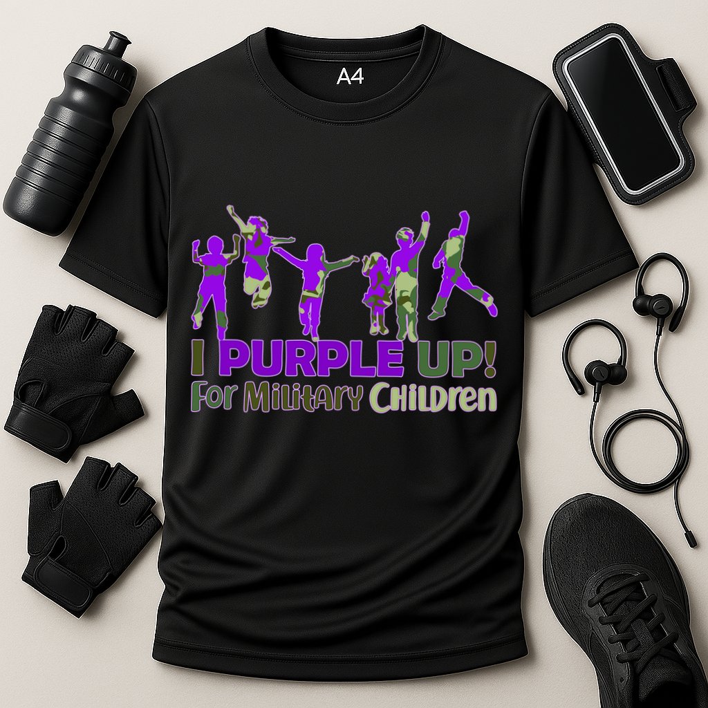 Purple Up For Military Children Camo Cooling Performance Crew T-Shirt