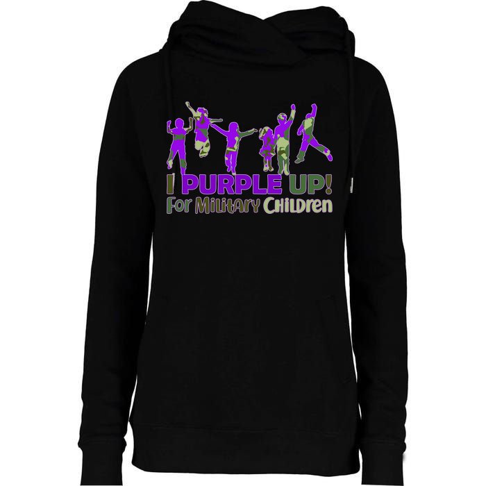 Purple Up For Military Children Camo Womens Funnel Neck Pullover Hood