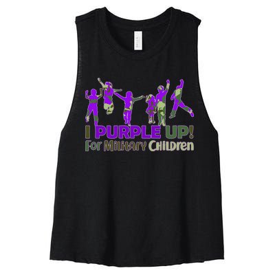 Purple Up For Military Children Camo Women's Racerback Cropped Tank