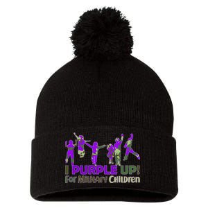 Purple Up For Military Children Camo Pom Pom 12in Knit Beanie