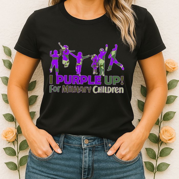 Purple Up For Military Children Camo Womens T-Shirt