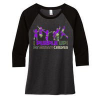 Purple Up For Military Children Camo Women's Tri-Blend 3/4-Sleeve Raglan Shirt