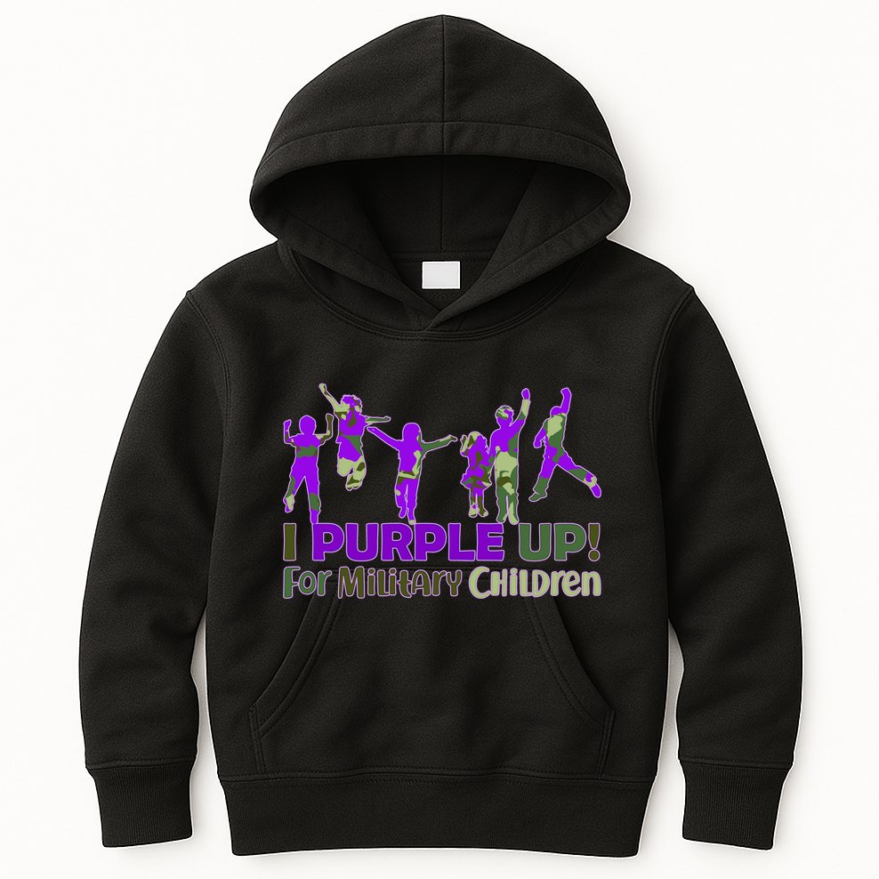 Purple Up For Military Children Camo Kids Hoodie
