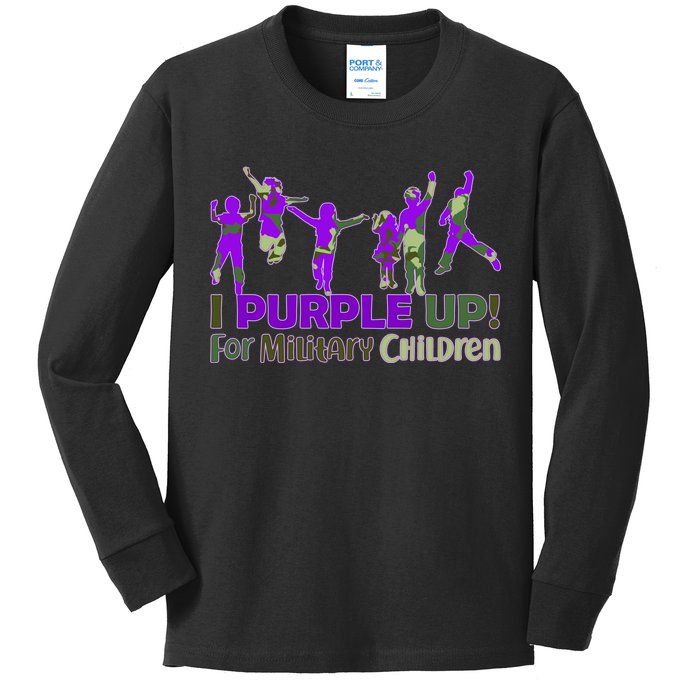 Purple Up For Military Children Camo Kids Long Sleeve Shirt