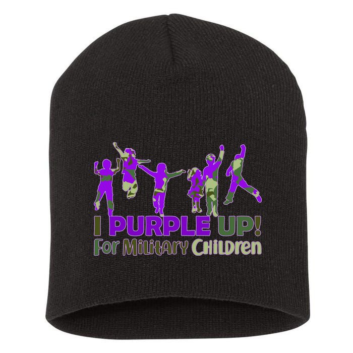 Purple Up For Military Children Camo Short Acrylic Beanie