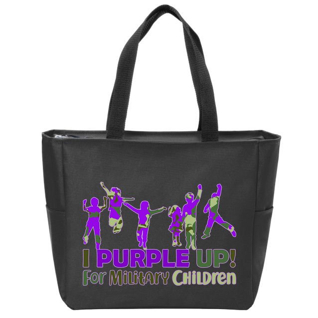 Purple Up For Military Children Camo Zip Tote Bag