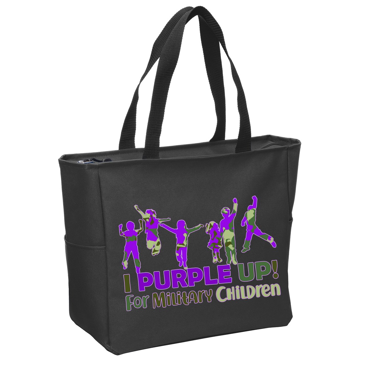 Purple Up For Military Children Camo Zip Tote Bag