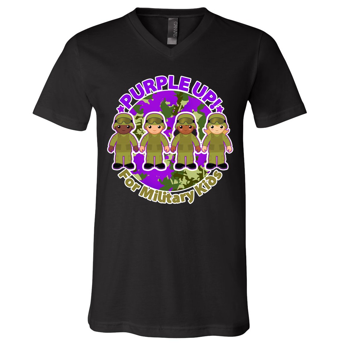 Purple Up! For Military Kids V-Neck T-Shirt