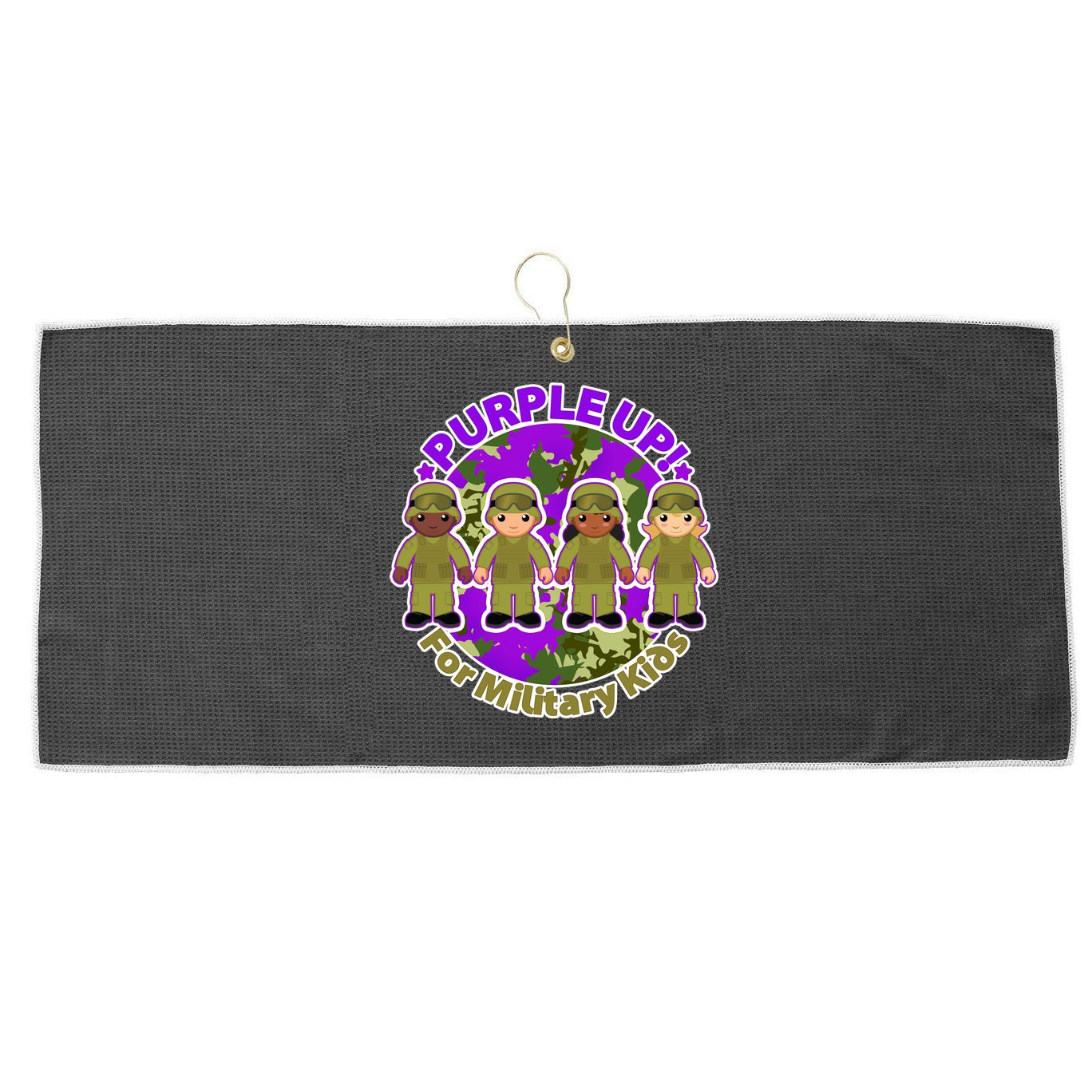 Purple Up! For Military Kids Large Microfiber Waffle Golf Towel
