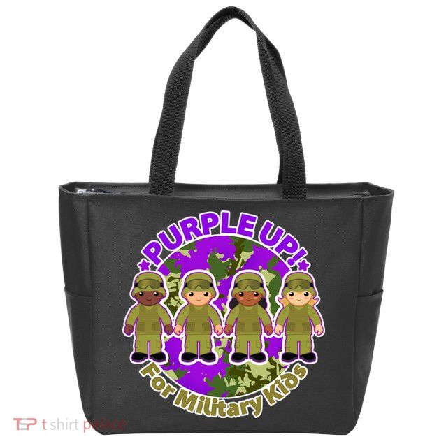 Purple Up! For Military Kids Zip Tote Bag