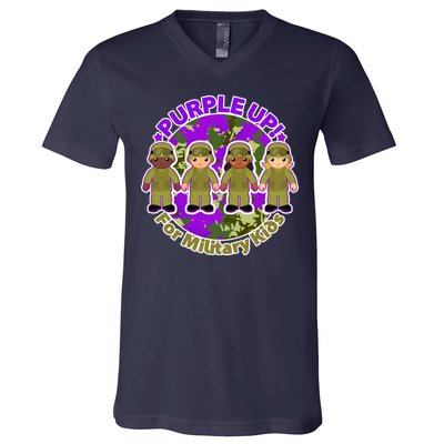 Purple Up! For Military Kids V-Neck T-Shirt