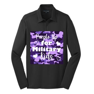 Purple Up For Military Kids Awareness Silk Touch Performance Long Sleeve Polo