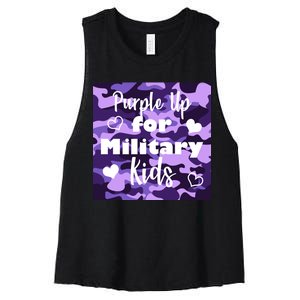 Purple Up For Military Kids Awareness Women's Racerback Cropped Tank