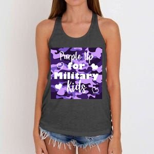 Purple Up For Military Kids Awareness Women's Knotted Racerback Tank