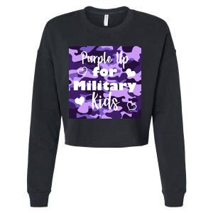 Purple Up For Military Kids Awareness Cropped Pullover Crew