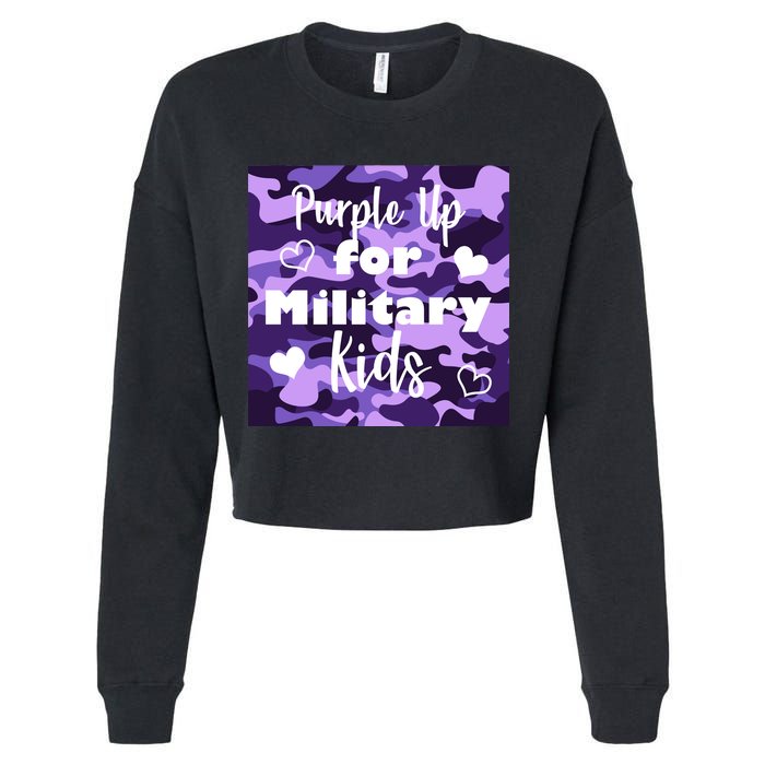 Purple Up For Military Kids Awareness Cropped Pullover Crew