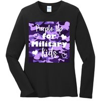 Purple Up For Military Kids Awareness Ladies Long Sleeve Shirt