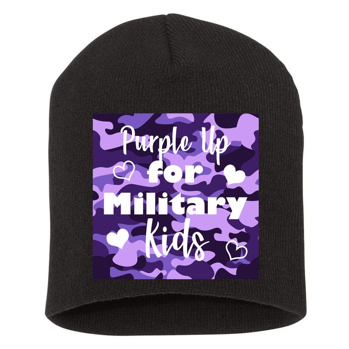 Purple Up For Military Kids Awareness Short Acrylic Beanie