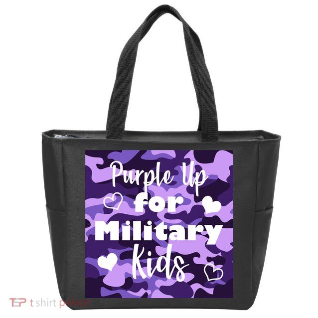 Purple Up For Military Kids Awareness Zip Tote Bag