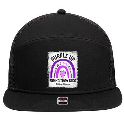 Purple Up For Military Kids Military Children Purple Rainbow 7 Panel Mesh Trucker Snapback Hat