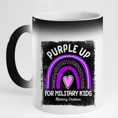 Purple Up For Military Kids Military Children Purple Rainbow 11oz Black Color Changing Mug