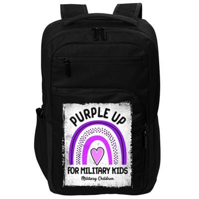 Purple Up For Military Kids Military Children Purple Rainbow Impact Tech Backpack