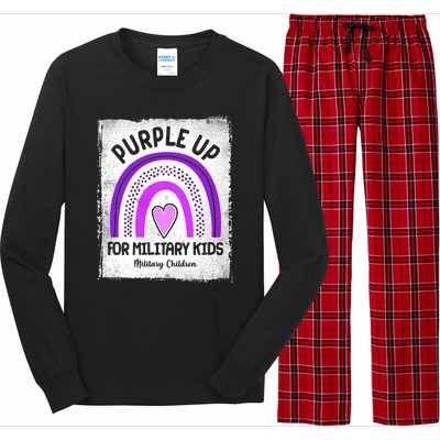 Purple Up For Military Kids Military Children Purple Rainbow Long Sleeve Pajama Set