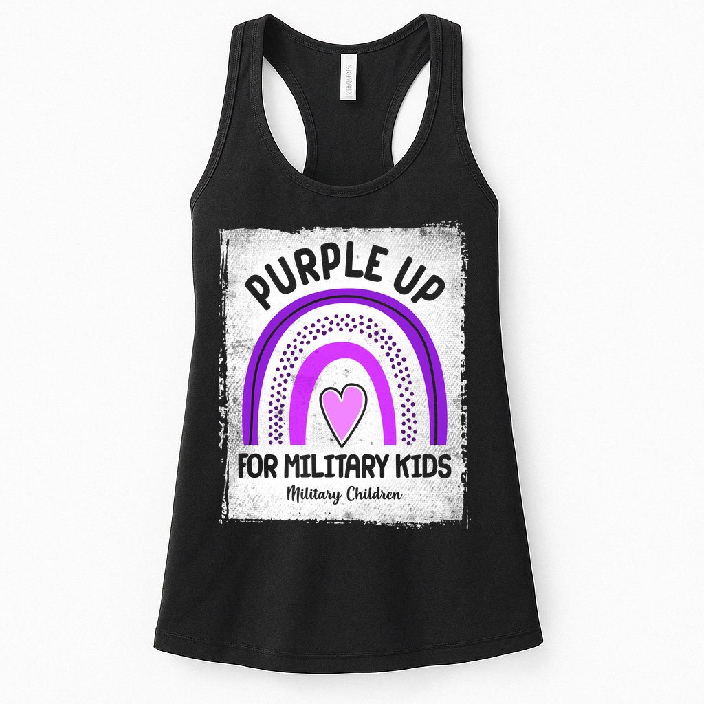 Purple Up For Military Kids Military Children Purple Rainbow Womens Tank Top