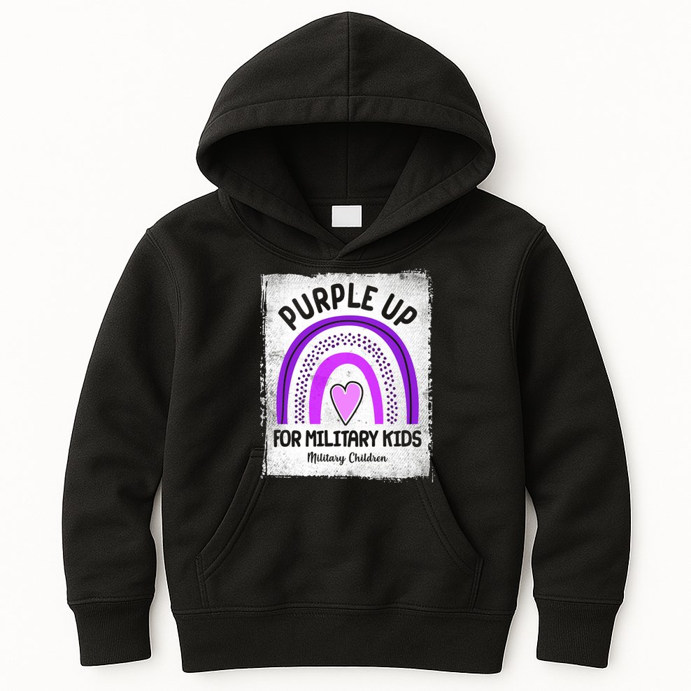 Purple Up For Military Kids Military Children Purple Rainbow Kids Hoodie