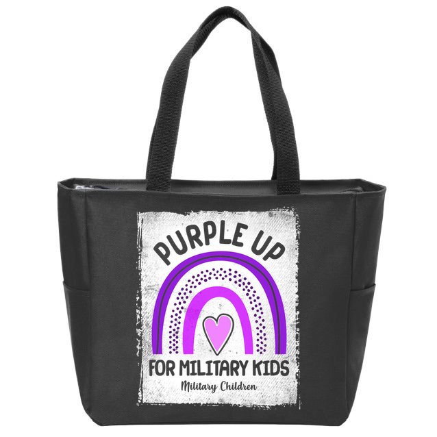 Purple Up For Military Kids Military Children Purple Rainbow Zip Tote Bag