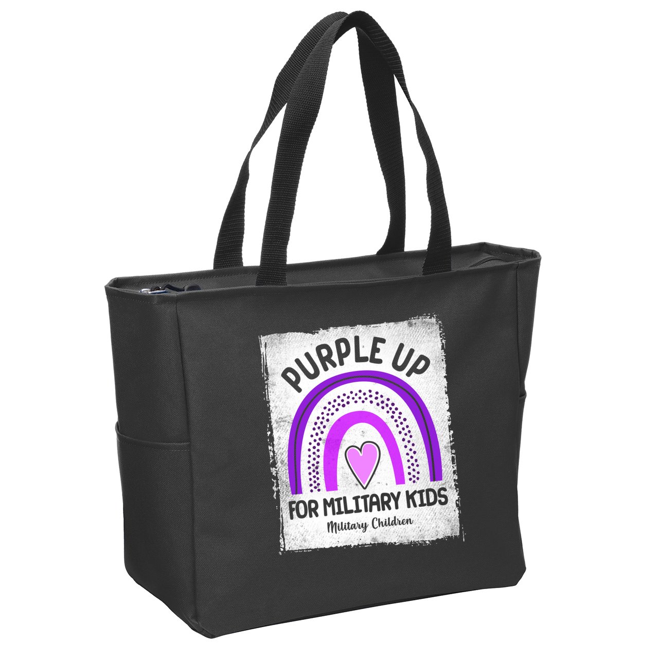 Purple Up For Military Kids Military Children Purple Rainbow Zip Tote Bag