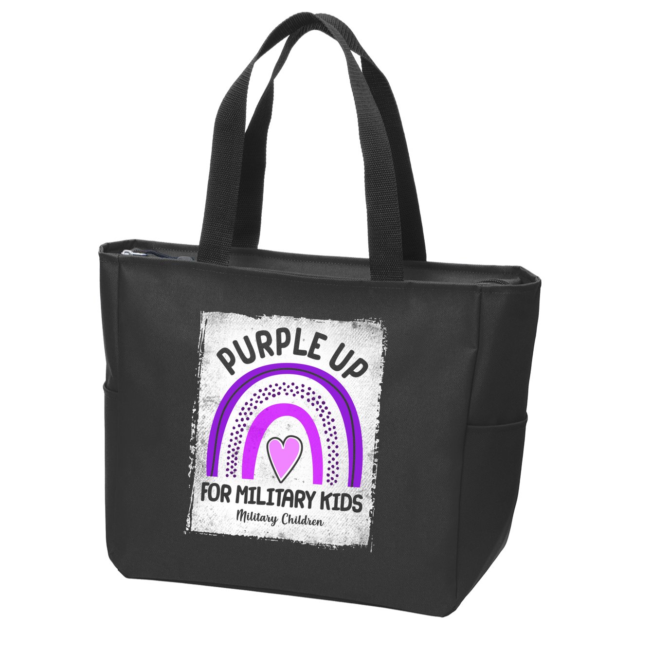 Purple Up For Military Kids Military Children Purple Rainbow Zip Tote Bag