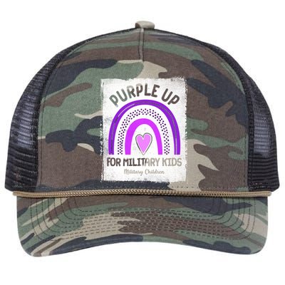 Purple Up For Military Kids Military Children Purple Rainbow Retro Rope Trucker Hat Cap