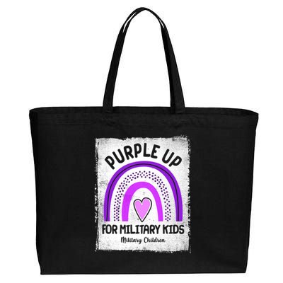 Purple Up For Military Kids Military Children Purple Rainbow Cotton Canvas Jumbo Tote