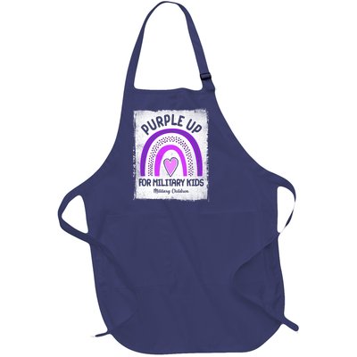 Purple Up For Military Kids Military Children Purple Rainbow Full-Length Apron With Pockets