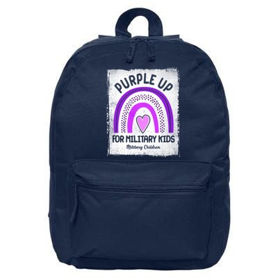 Purple Up For Military Kids Military Children Purple Rainbow 16 in Basic Backpack