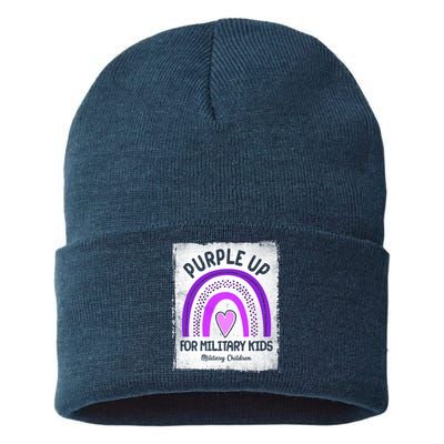 Purple Up For Military Kids Military Children Purple Rainbow Sustainable Knit Beanie