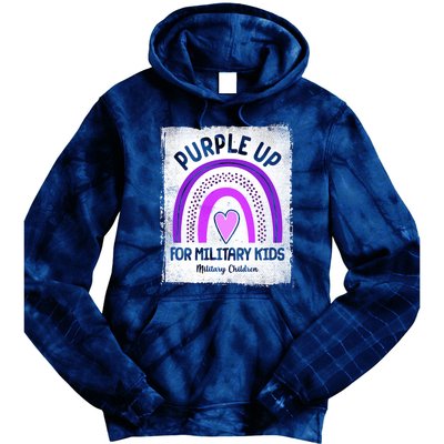 Purple Up For Military Kids Military Children Purple Rainbow Tie Dye Hoodie