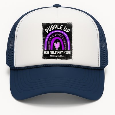 Purple Up For Military Kids Military Children Purple Rainbow Trucker Hat