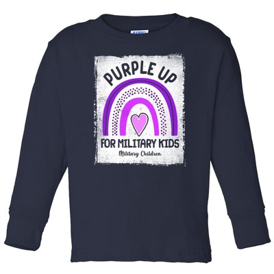 Purple Up For Military Kids Military Children Purple Rainbow Toddler Long Sleeve Shirt