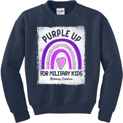 Purple Up For Military Kids Military Children Purple Rainbow Kids Sweatshirt