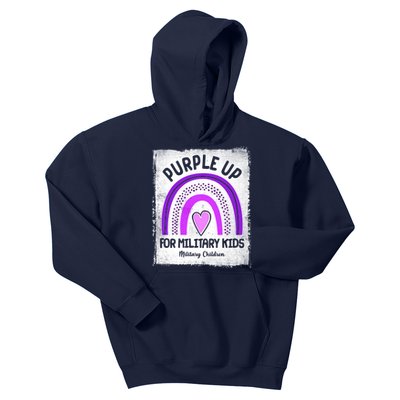 Purple Up For Military Kids Military Children Purple Rainbow Kids Hoodie