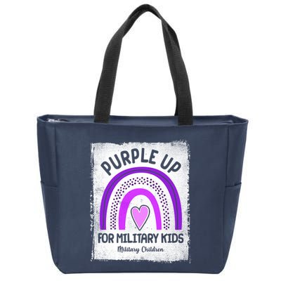 Purple Up For Military Kids Military Children Purple Rainbow Zip Tote Bag