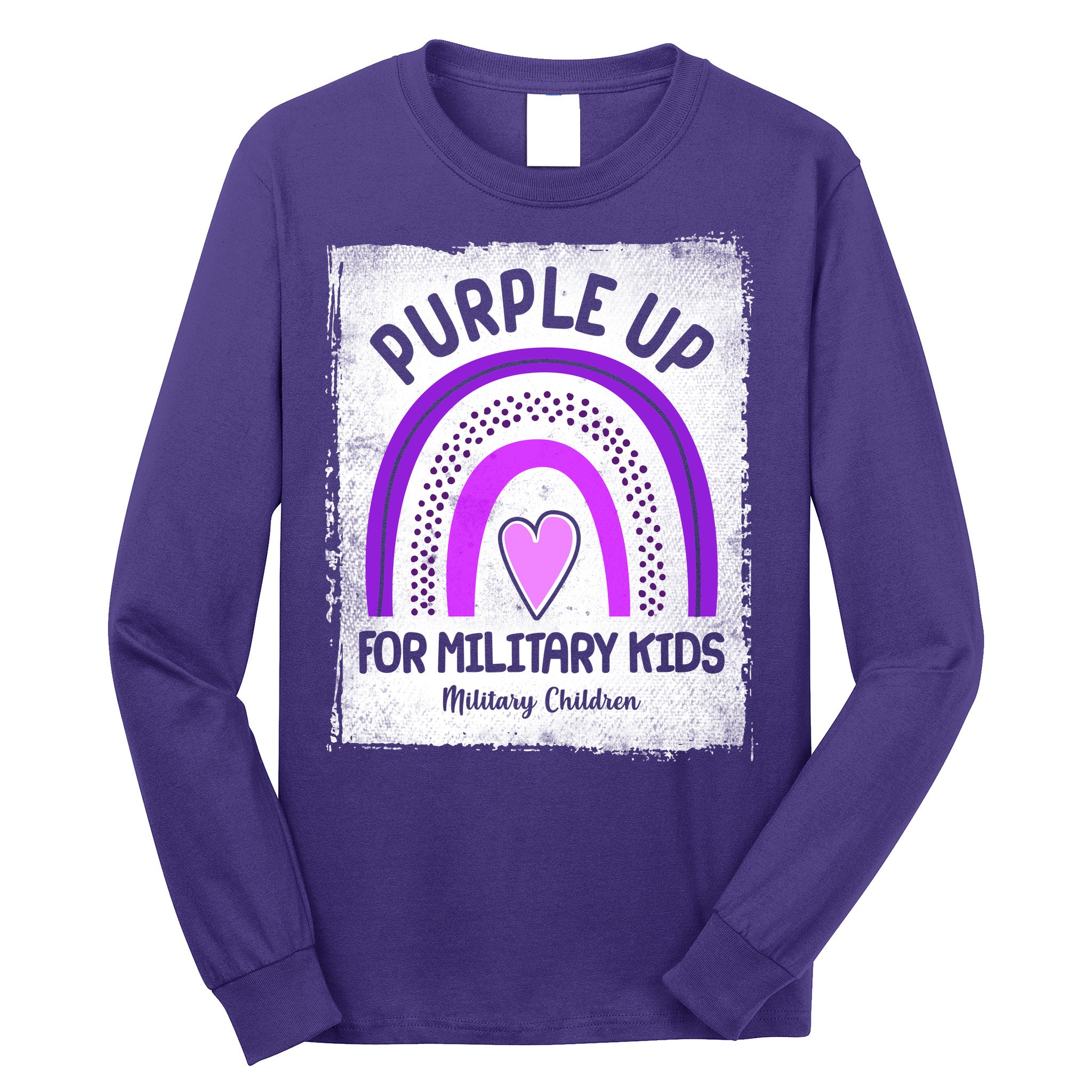 Purple Up For Military Kids Military Children Purple Rainbow Long Sleeve Shirt