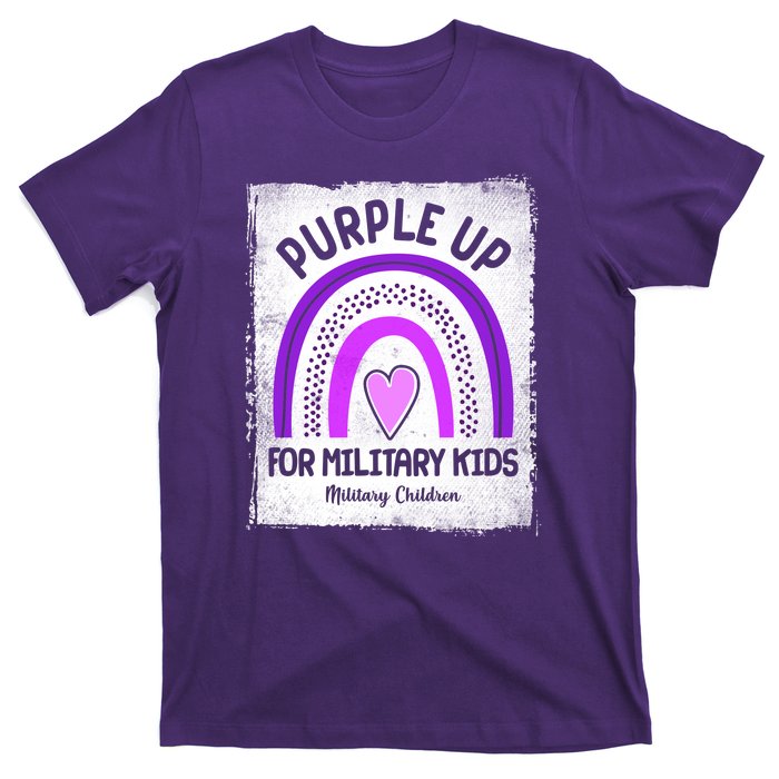 Purple Up For Military Kids Military Children Purple Rainbow T-Shirt