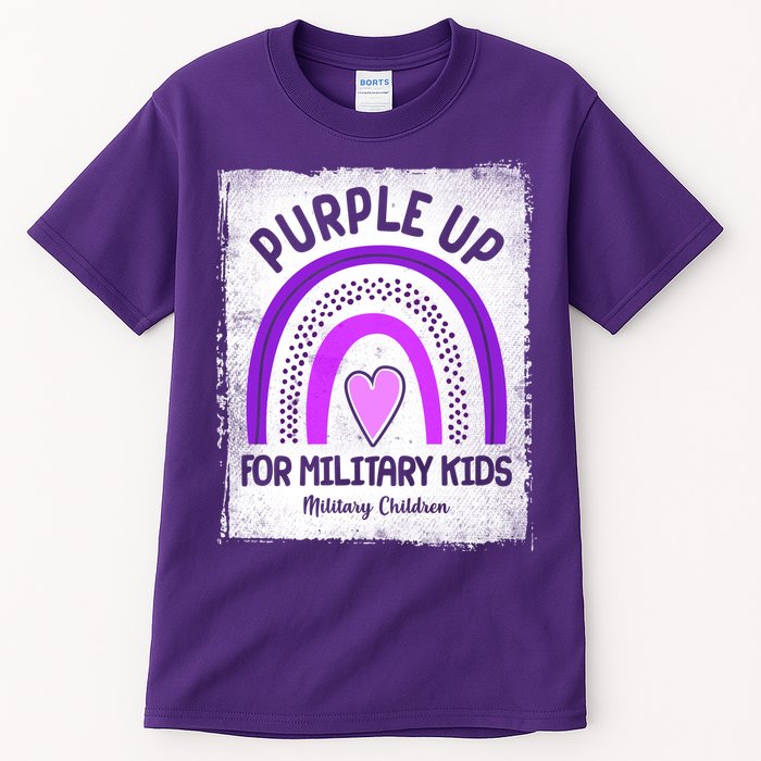 Purple Up For Military Kids Military Children Purple Rainbow Tall T-Shirt